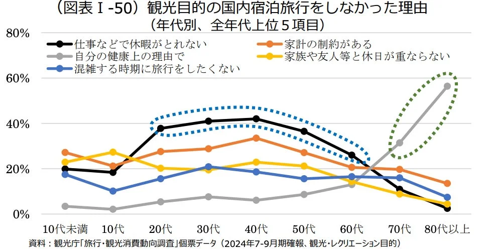 観光目的の国内宿泊旅行をしなかった理由(年代別)