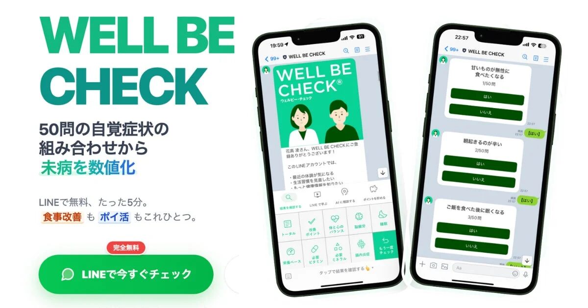 LINEで手軽に利用できる「WELL BE CHECK」の広告画像