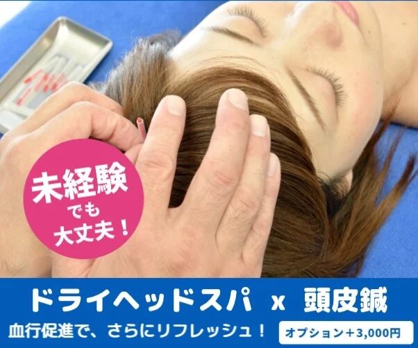 ドライヘッドスパ x 頭皮鍼の施術イメージ