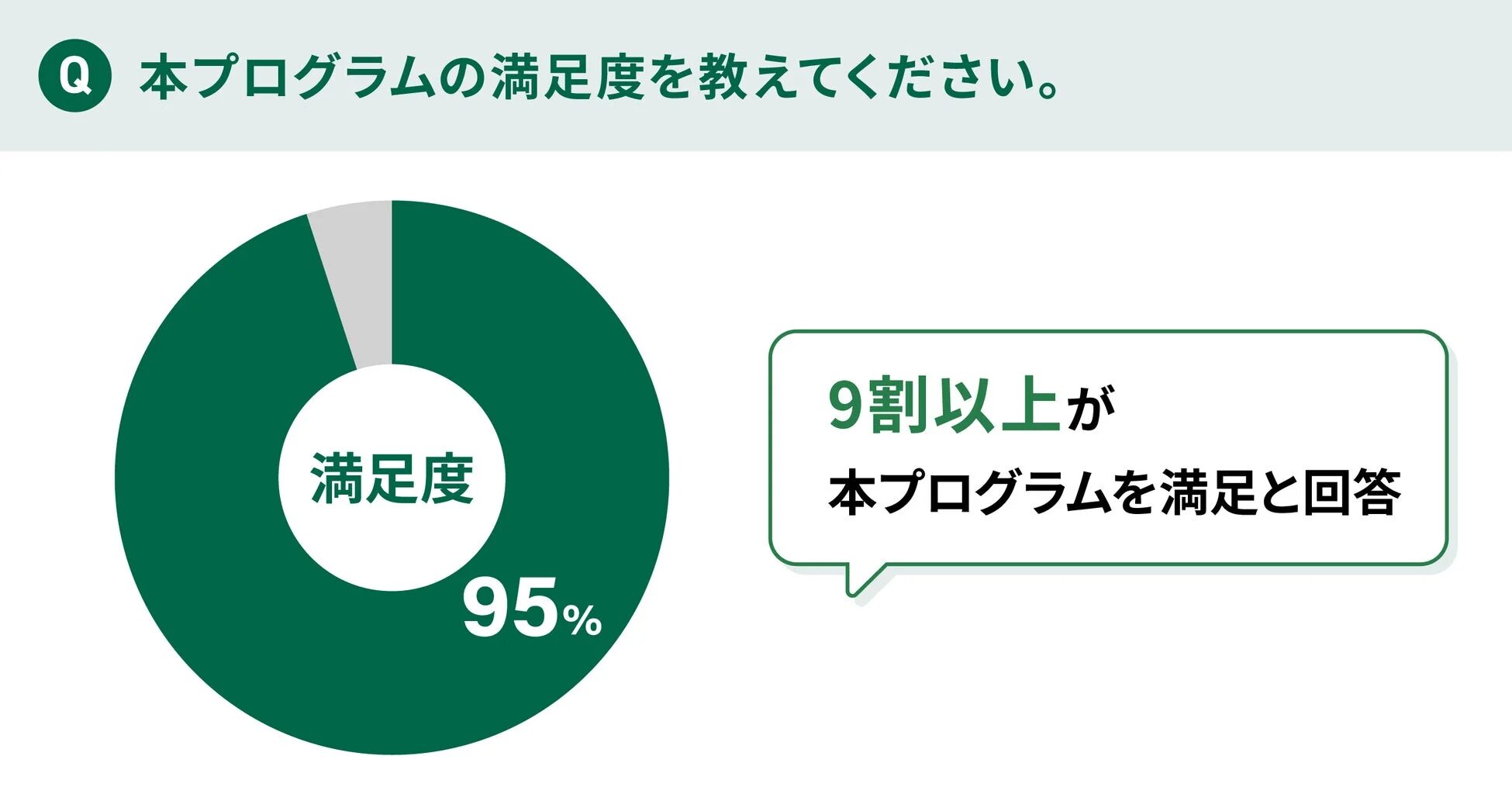 プログラム満足度95%の円グラフ