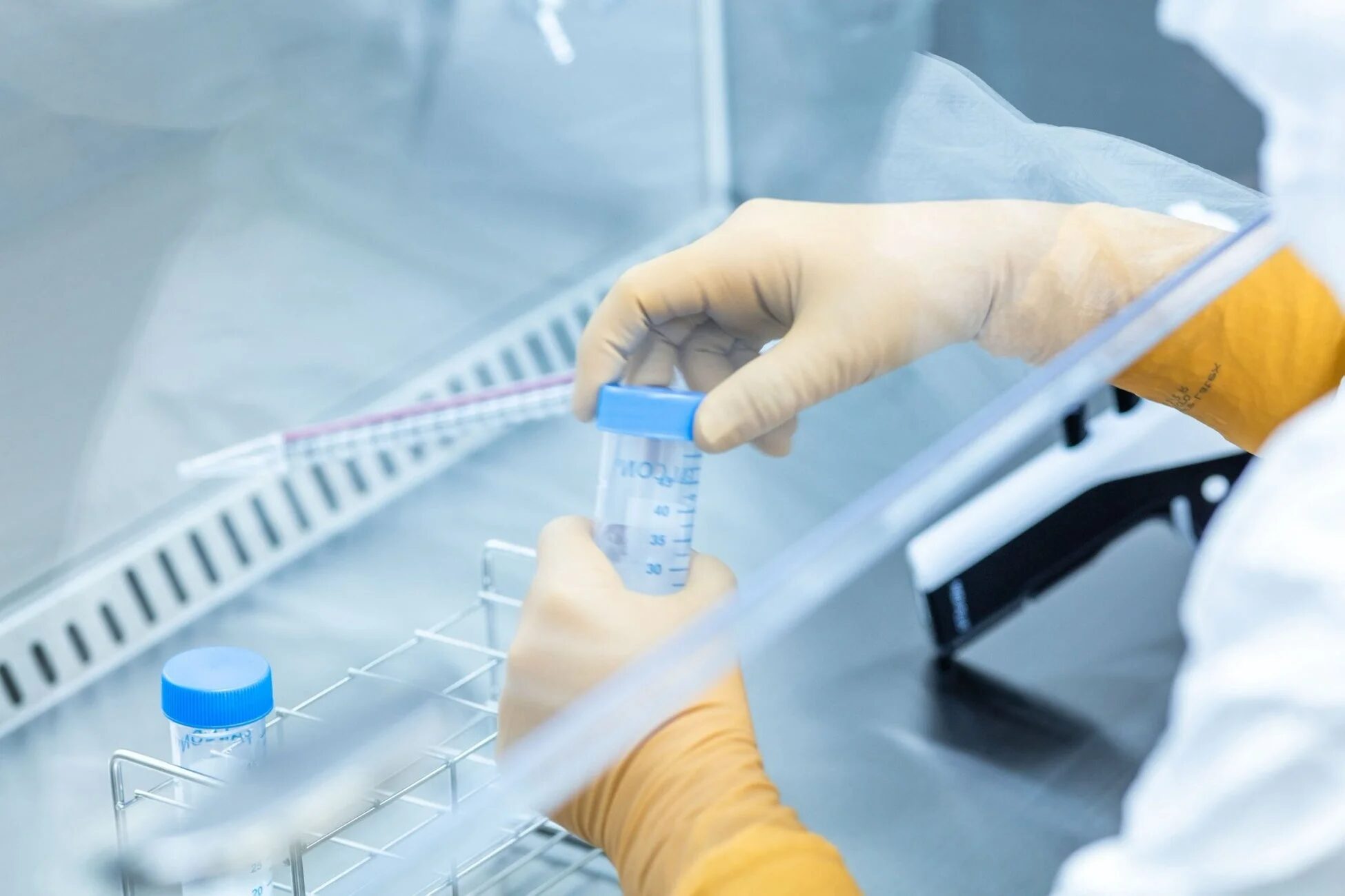 研究、実験、科学、ラボ、医療、手袋、試験管、クリーンルーム、検査、分析、バイオテクノロジー