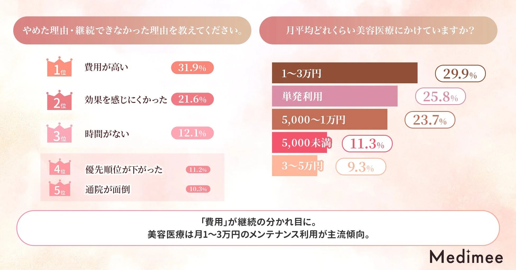 美容医療をやめた理由と月平均費用