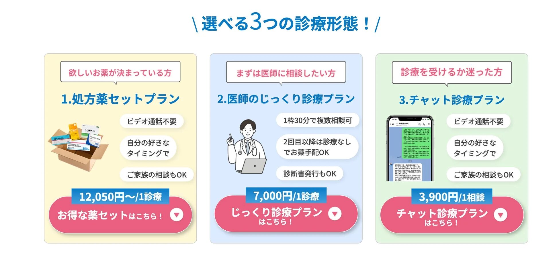 選べる3つの診療形態