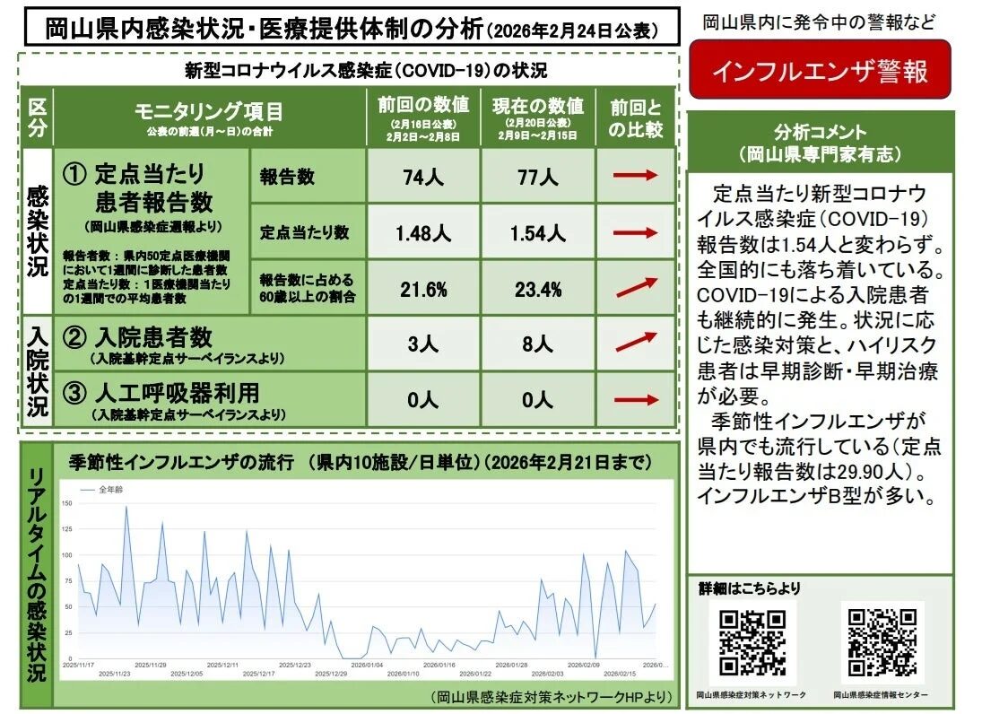 岡山県内感染状況・医療提供体制の分析グラフ