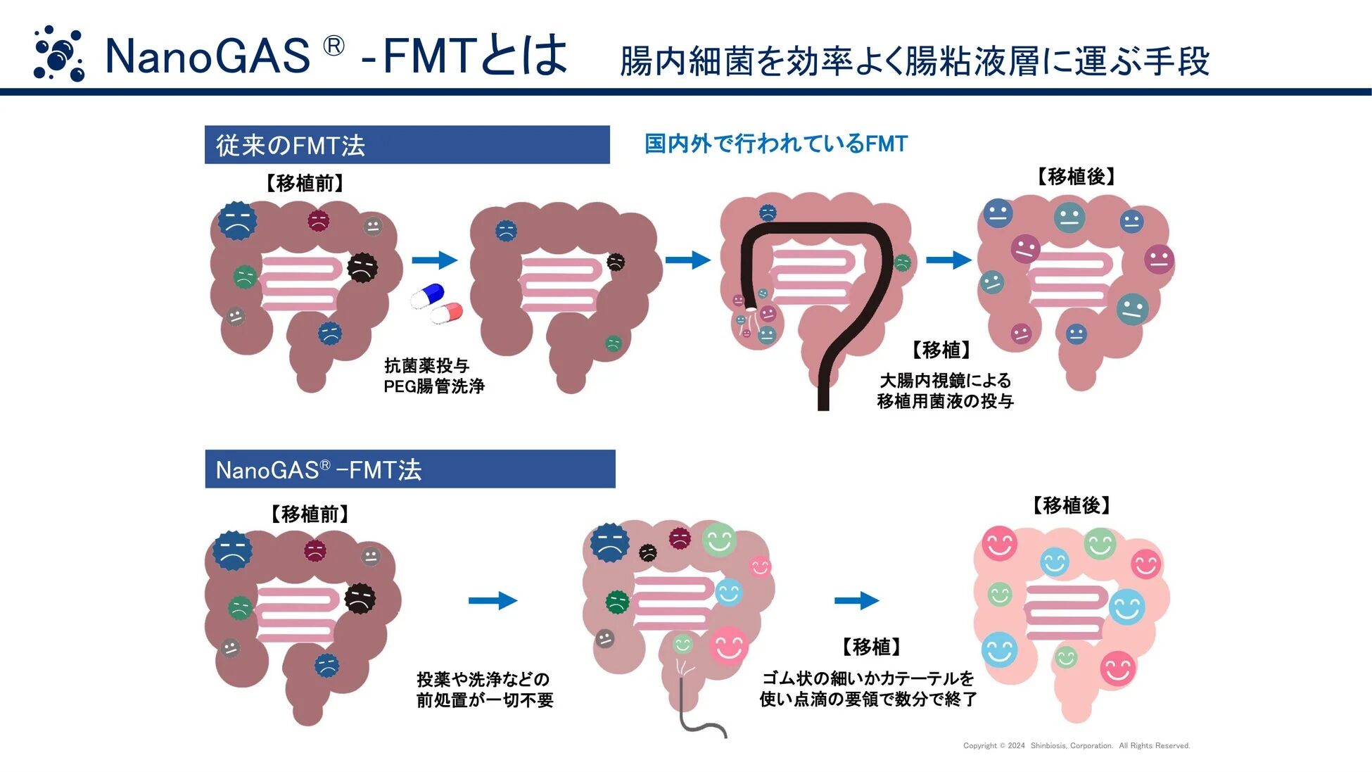 NanoGAS®-FMTと従来のFMT法を比較する図