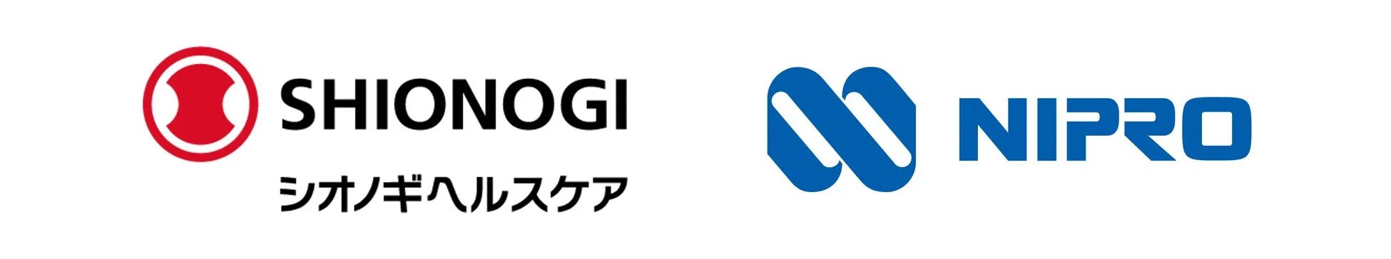 シオノギヘルスケアとニプロのロゴ、アスベリンせき止め錠Pro20のパッケージ