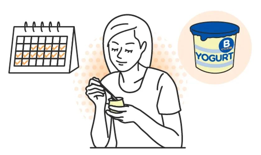 ヨーグルトを食べる女性のイラスト