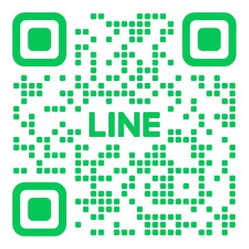 LINEアプリのQRコード。緑色のドットと白い背景で構成されており、中央には「LINE」の文字が配置されています。友達追加やサービス連携に利用される一般的な形式です。